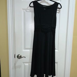 K Petite Collection black fit & flare dress Sz 4P sleeveless ruched waist